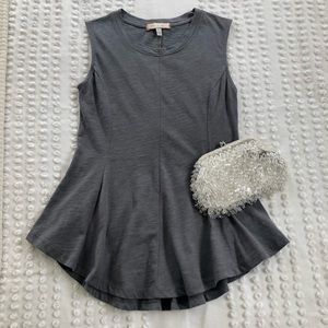 Anthropologie Eri + Ali Sleeveless Peplum Fit And Flare Top Gray Size XXSP NWOT